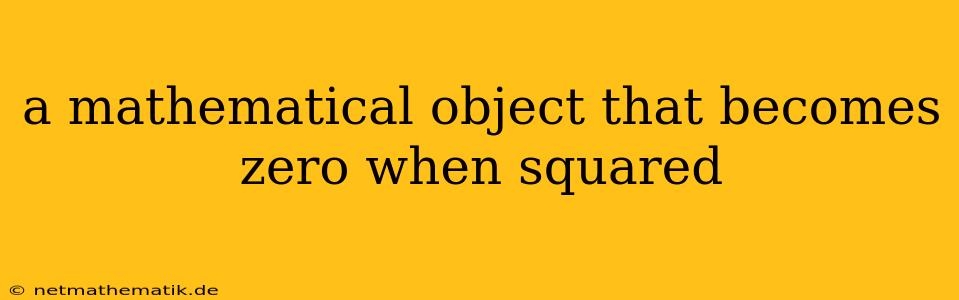 A Mathematical Object That Becomes Zero When Squared