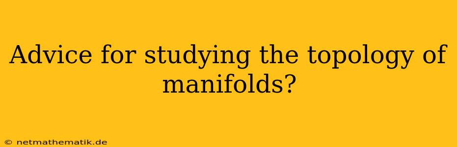 Advice For Studying The Topology Of Manifolds?