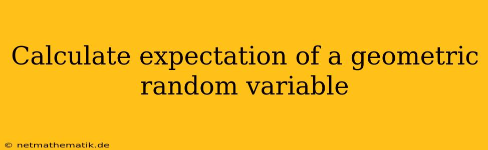 Calculate Expectation Of A Geometric Random Variable