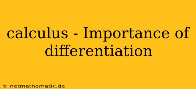 Calculus - Importance Of Differentiation