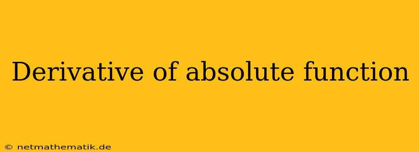 Derivative Of Absolute Function