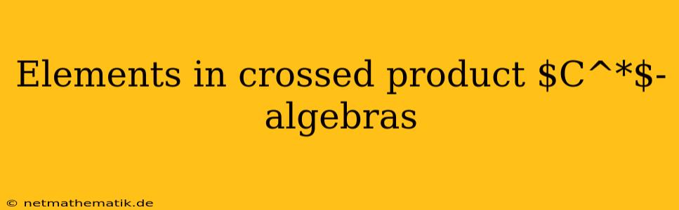 Elements In Crossed Product $C^*$-algebras