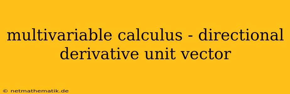 Multivariable Calculus - Directional Derivative Unit Vector