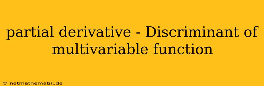 Partial Derivative - Discriminant Of Multivariable Function