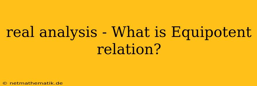 Real Analysis - What Is Equipotent Relation?