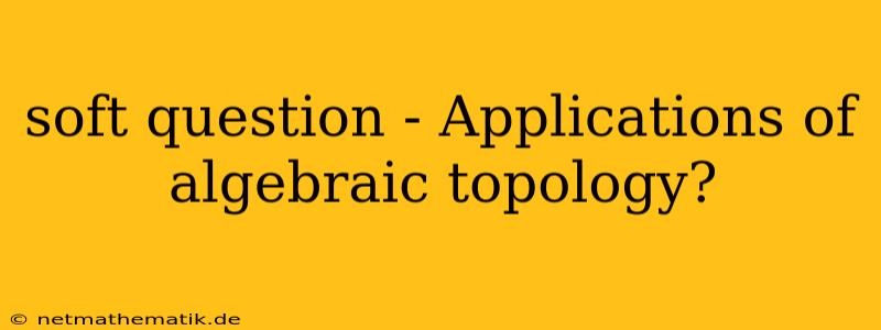 Soft Question - Applications Of Algebraic Topology?