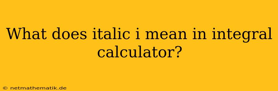 What Does Italic I Mean In Integral Calculator?