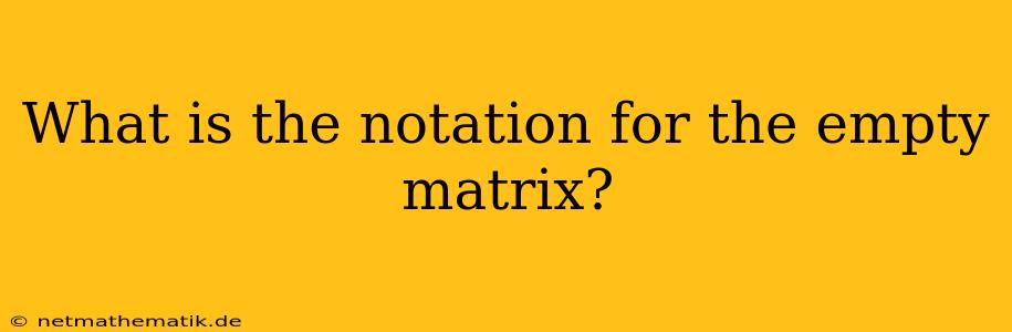 What Is The Notation For The Empty Matrix?