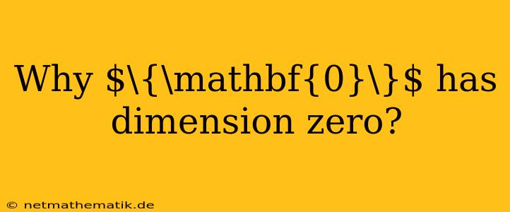 Why $\{\mathbf{0}\}$ Has Dimension Zero?