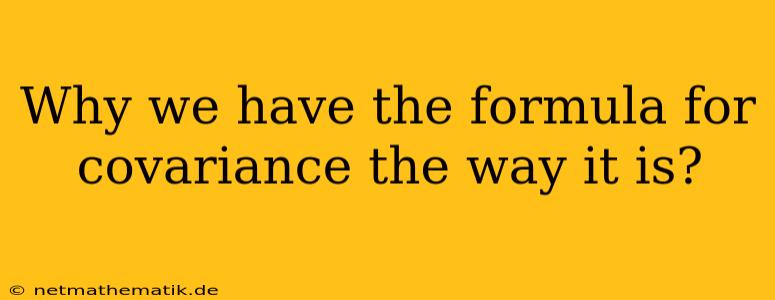 Why We Have The Formula For Covariance The Way It Is?